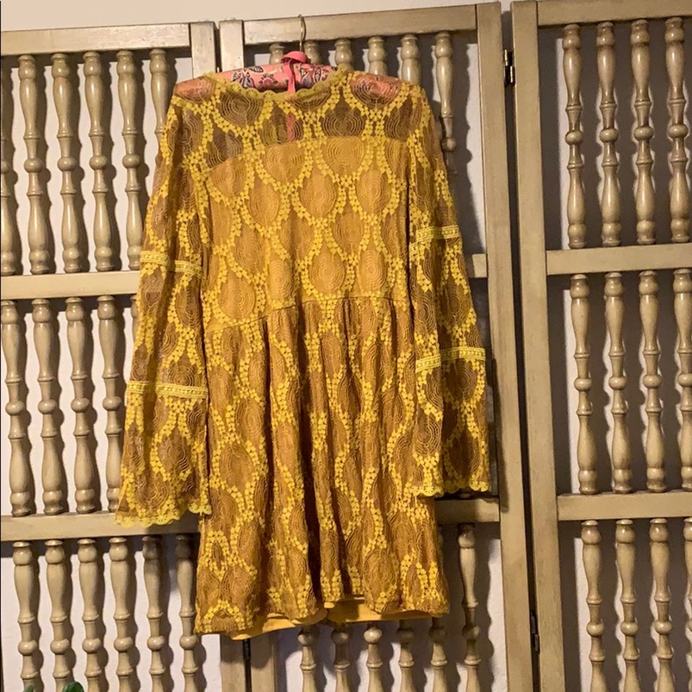 Gold lace dress